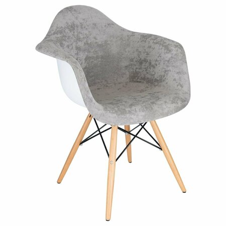 KD AMERICANA 31 x 24.25 x 25 in. Willow Velvet Eiffel Wooden Base Accent Chair, Cloudy Grey KD3036481